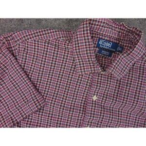 Polo Ralph Lauren Mens XL Bradford Custom Fit Red Brown Plaid Prep